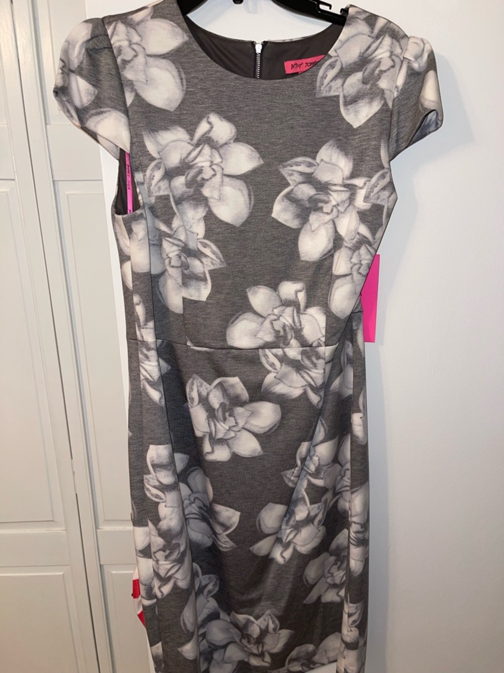 NWT Betsey Johnson Heather Gray Floral Midi Dress Size 14